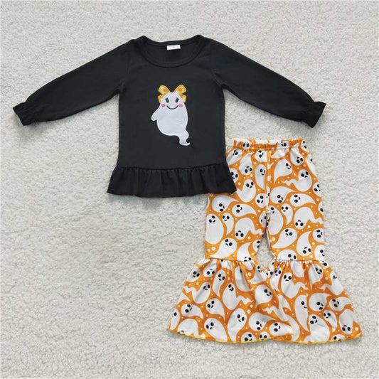 GLP0608Ghost top orange pants girls Halloween clothing