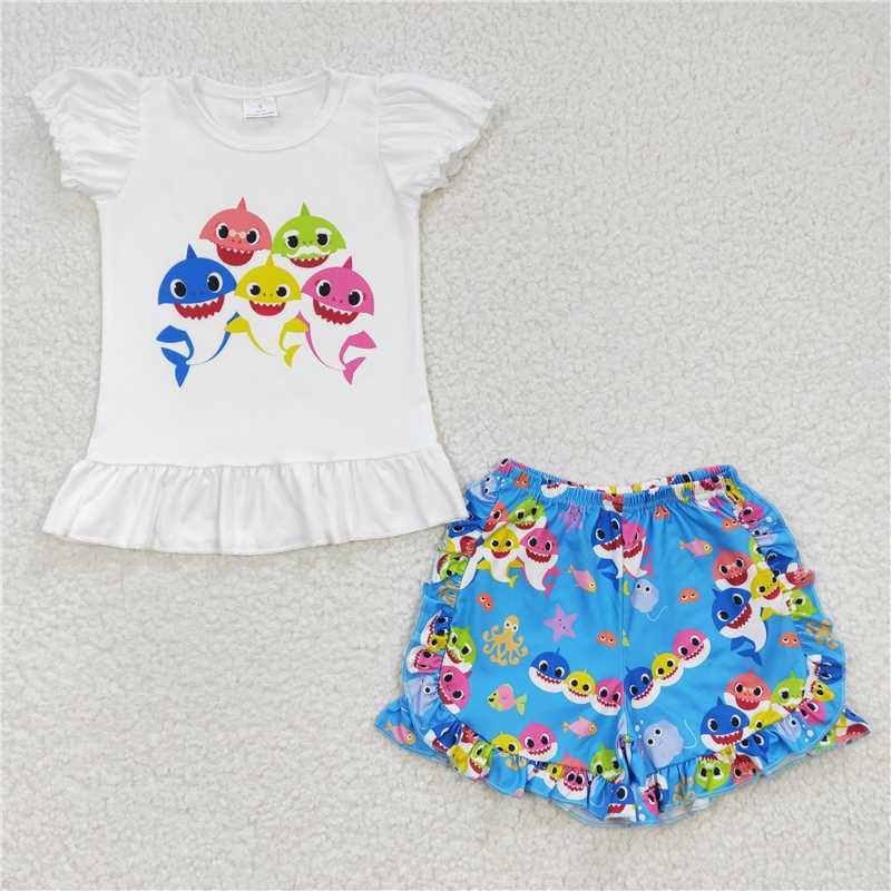 Blue Lovely fish Shorts sets
