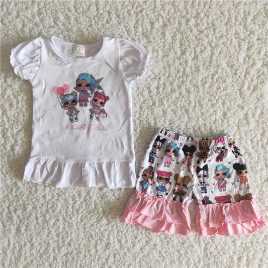 Beautiful girl character ruffles Shorts sets