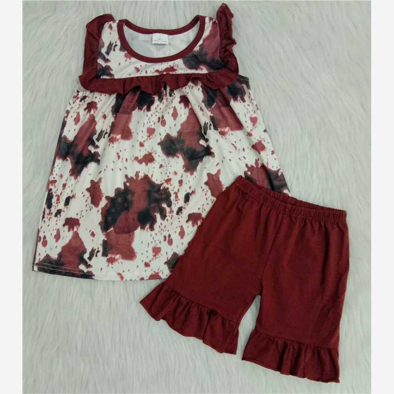 Red cow pattern Shorts sets