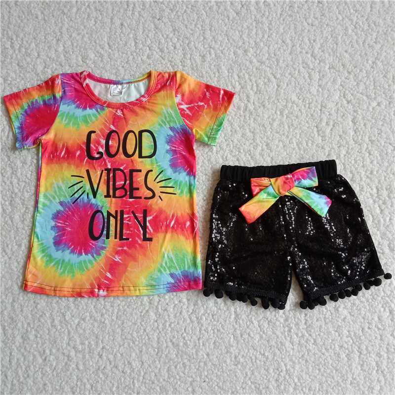 Sequin good black shorts sets