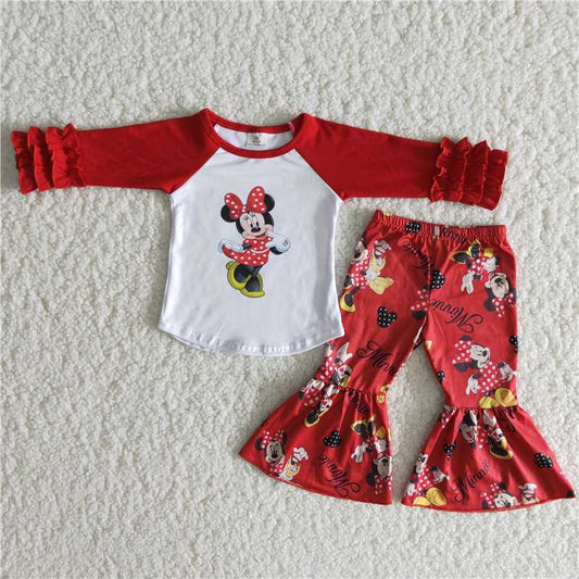 6 A14-28Red long sleeve cute mouse baby girls boutique clothes
