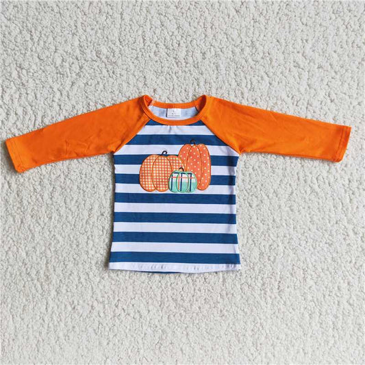 6 A19-29  Boys Pumpkin embroidered shirts