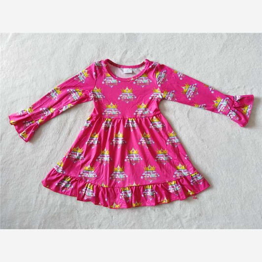 9.17 RTS NO MOQ（In stock）G2-20-1*/ Baby Girls Winter Dress Baby Girls Yellow Crown Rose Red knee-length Dresses