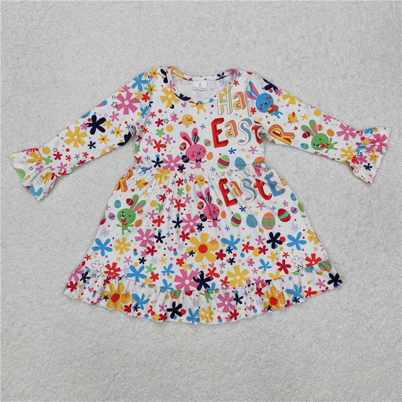9.15 RTS NO MOQ （In stock）G2-14* Baby Girls Winter Yellow Chick knee-length Dresses