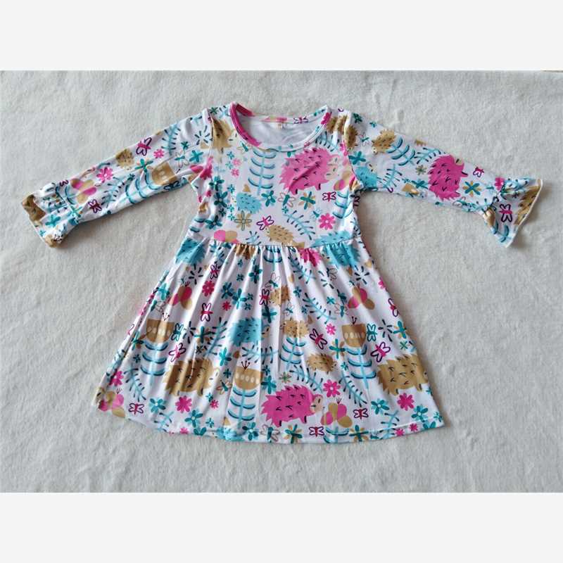 9.26 RTS NO MOQ（In stock）G2-20-2[ Baby Girls Winter Dress Brown Animal Long Sleeve Dress
