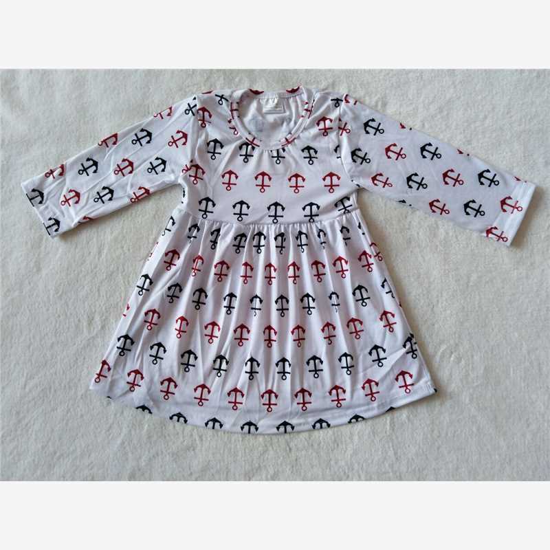 9.24 RTS NO MOQ（In stock）G2-16/ Baby Girls Winter Dress Arrow White Long Sleeve Dress