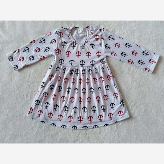 9.24 RTS NO MOQ（In stock）G2-16/ Baby Girls Winter Dress Arrow White Long Sleeve Dress