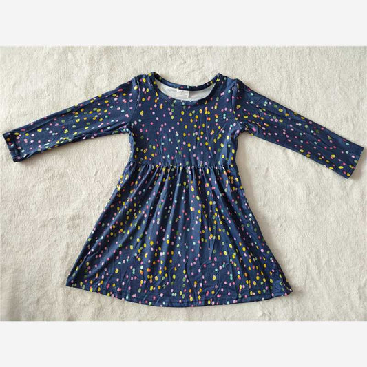 9.26 RTS NO MOQ（In stock）G2-16-9**/ Baby Girls Winter Dress Colorful polka dot long-sleeved dress