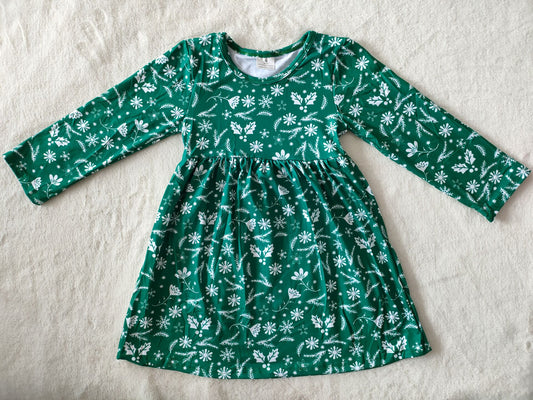 9.24 RTS NO MOQ（In stock）G2-20-4;; Baby Girls Winter Dress White branches dark green long skirt