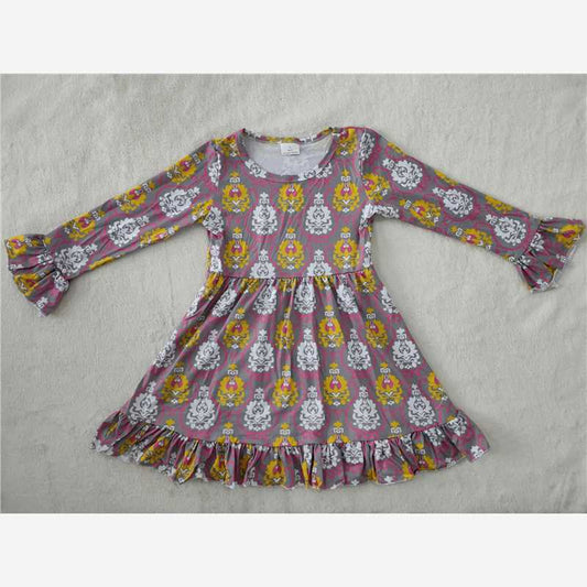 9.20 RTS NO MOQ（In stock）G2-24-5. Baby Girls Winter Dress Rose red lace long-sleeved dress