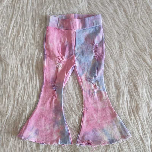 B15-16 Pink Tie dye bell jeans