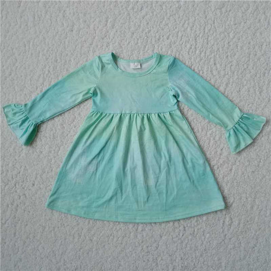 9.16 RTS NO MOQ （In stock）G2-22]' Baby Girls Winter Dress Baby Girls Aqua green knee-length Dresses