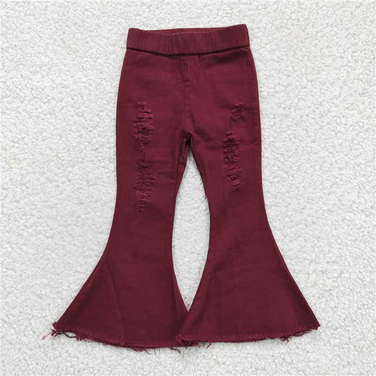 P0047  Baby Girls Wine Denim Jeans Pants