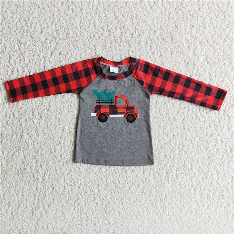 6A33-2 Christmas Tractor tree shirt