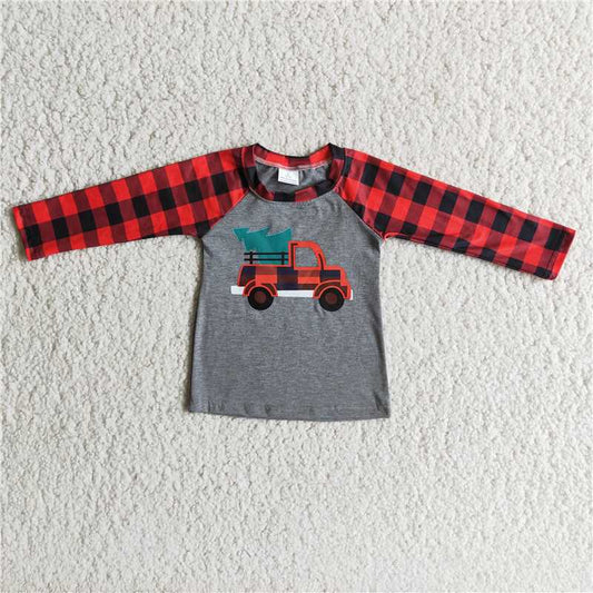 6A33-2 Christmas Tractor tree shirt