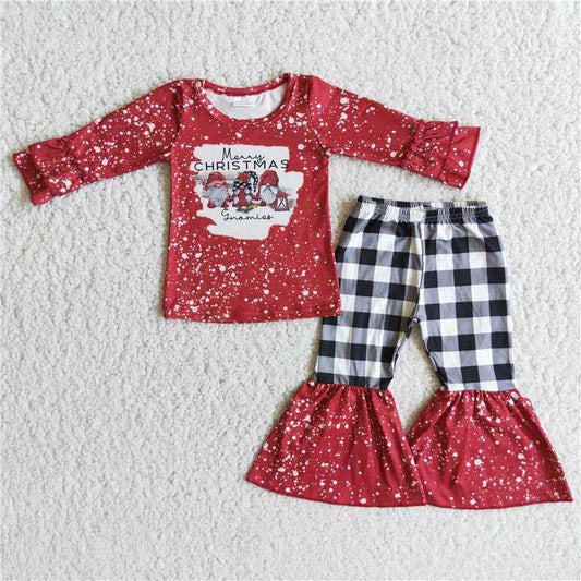 6 B5-17 CHRISTMAS Christmas hat old man long-sleeved plaid pants suit