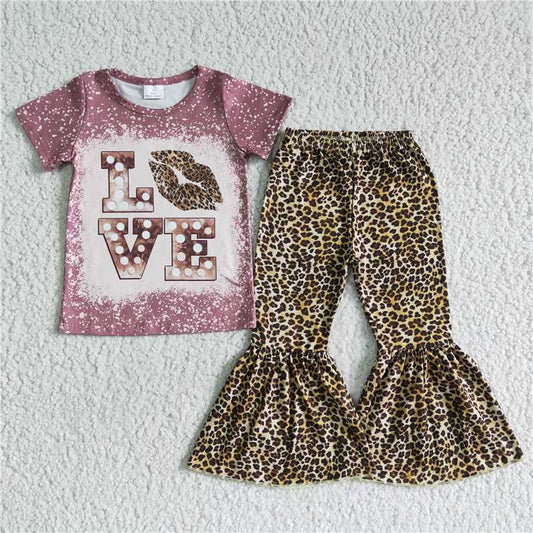 Aa-4 LOVE short-sleeved leopard print flared pants