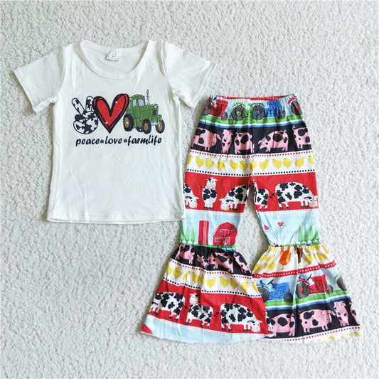 B13-4  Peace love farm life bell set