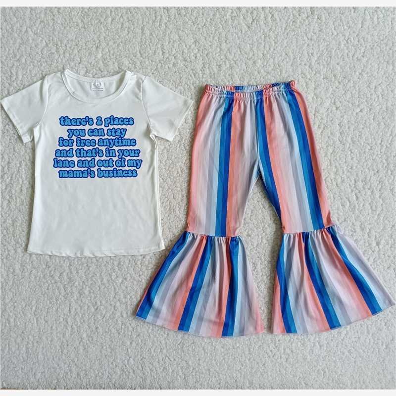D10-15  white shirt with Words stripe set