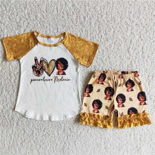 Kids black girls summer ruffle shorts clothes