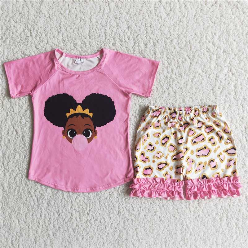 Children black girls summer ruffle shorts clothes