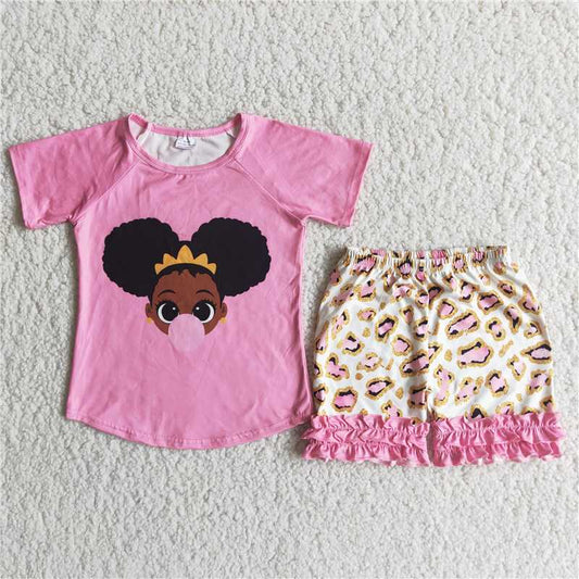 Children black girls summer ruffle shorts clothes