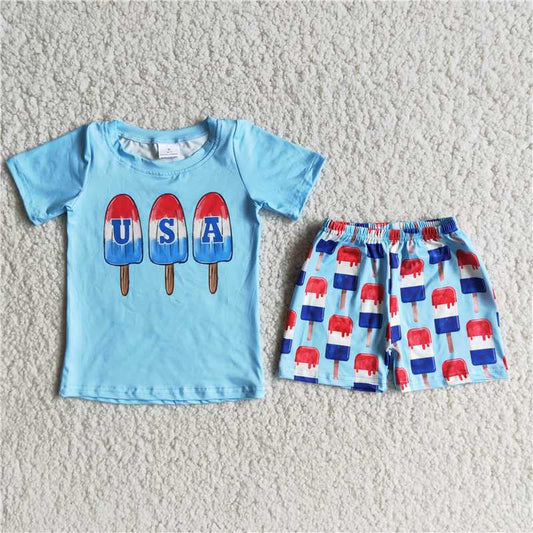 D7-15  4th of July boys USA shorts sets