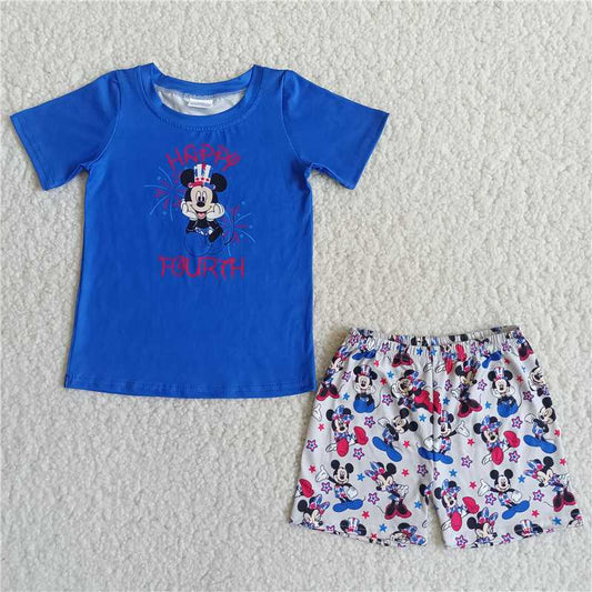 D10-18 4th of July boys cartoon shorts sets