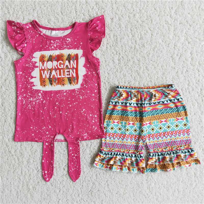 Pink Letter pompom Shorts sets