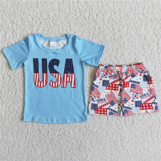 D11-19 4th of July USA flag shorts sets