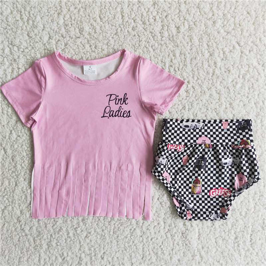 D13-18  Pink tassels letters soft bummie set