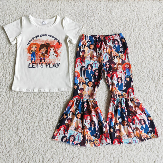 D3-30 let's play Halloween white top flared pants set