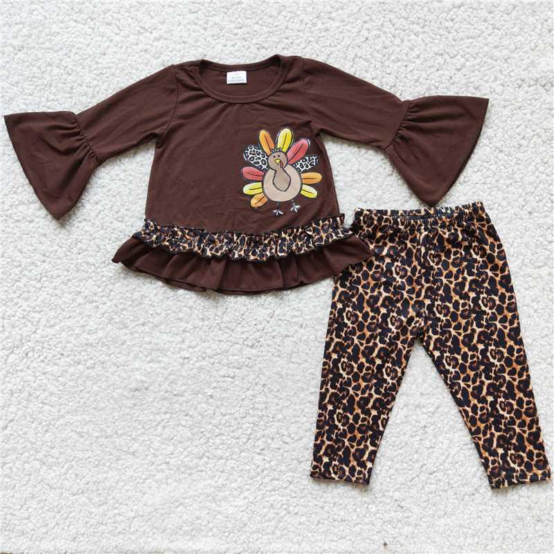 6 A8-12Cotton shirt turkey vinyl shirt leopard pants thanksgiving clothing
