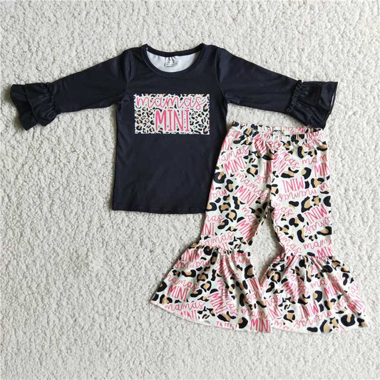 6 B7-5Mamas mini black shirt bell bottom pants girls boutique clothing