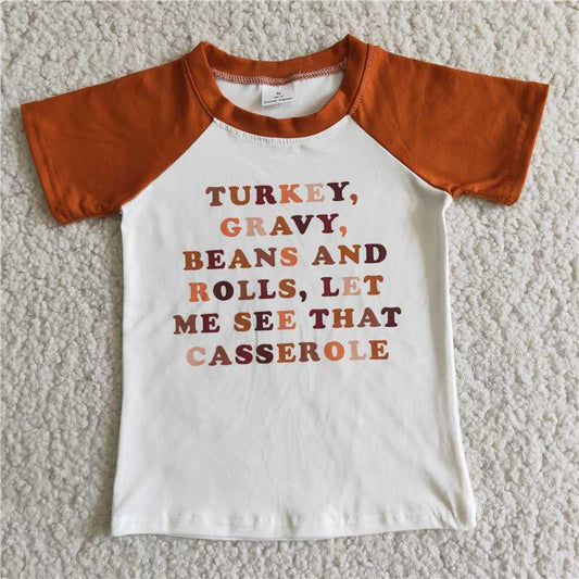 D5-3  Boys Turkey Words cassarole Shirts