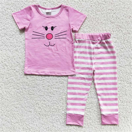 E3-27 Easter girls bunny face pajamas sets