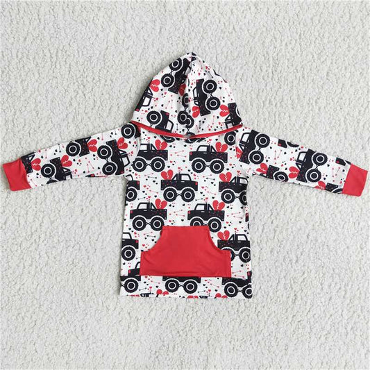 12.17 RTS NO MOQ （In stock）6 A11-20 Baby Boys tractor Valentines hoodie top
