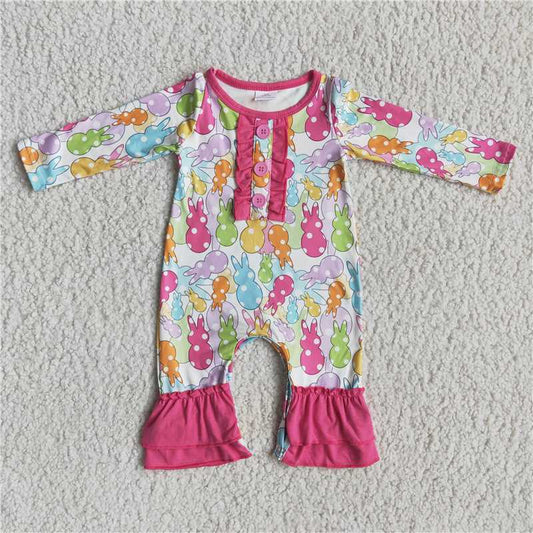 6 A19-18 Colorful Rabbit Long Sleeve Romper