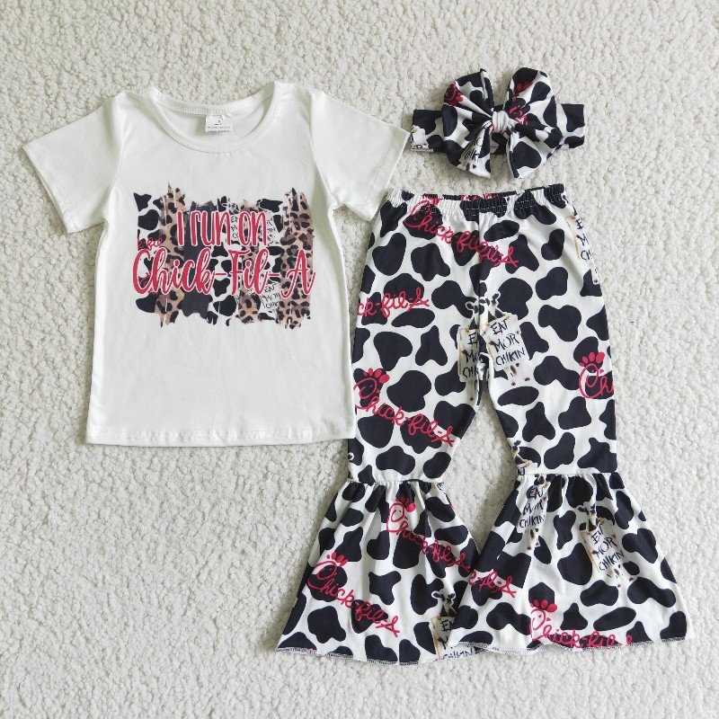 E7-2 Baby Girls Cowprint bell pants sets