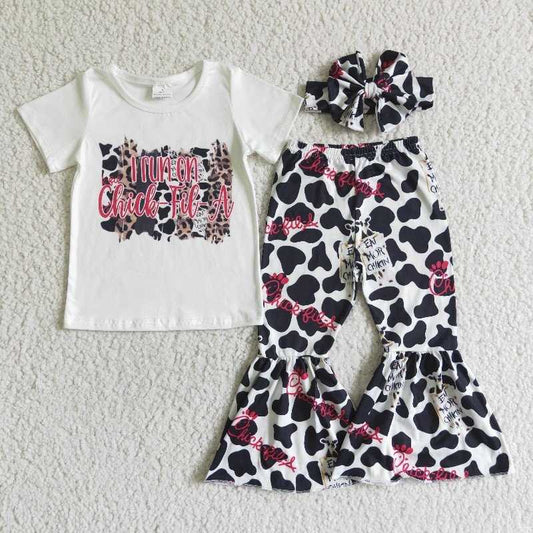 E7-2 Baby Girls Cowprint bell pants sets