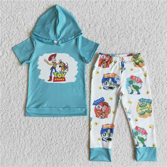 E7-30 TOY cartoon dog hooded short-sleeved trousers suit