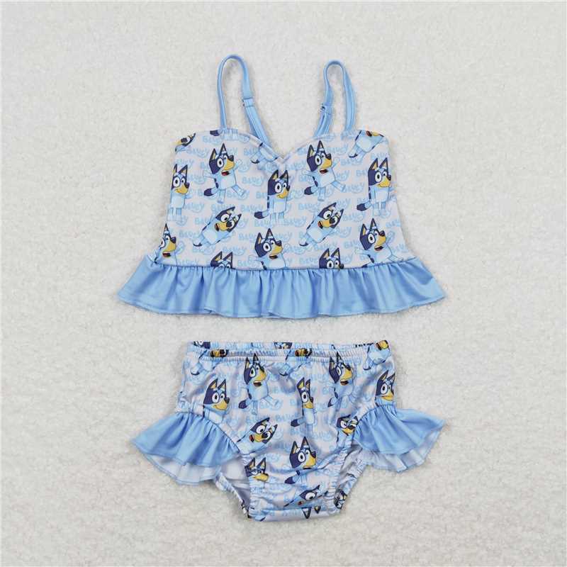 E10-19 Baby Girls cartoon dog 2pcs swimsuits