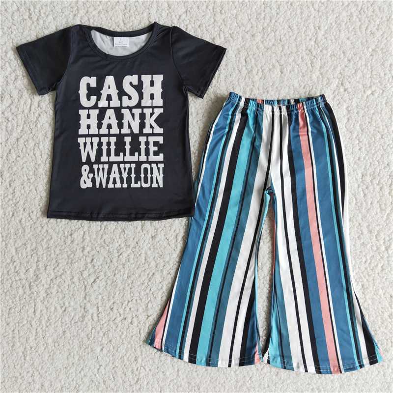 B1-18 Baby Girls western stripe pants sets
