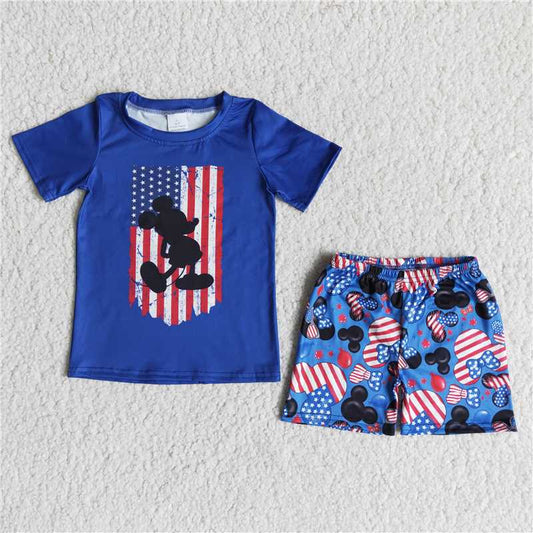 B1-13 4th of july baby boys cartoon summer shorts sets