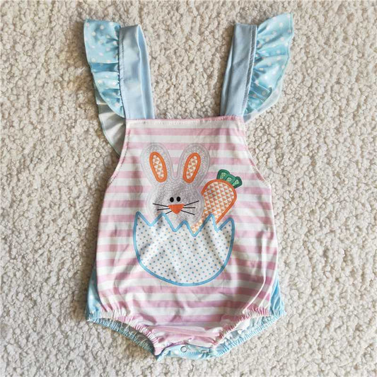 E11-3  Baby girls Easter rabbit bunny rompers