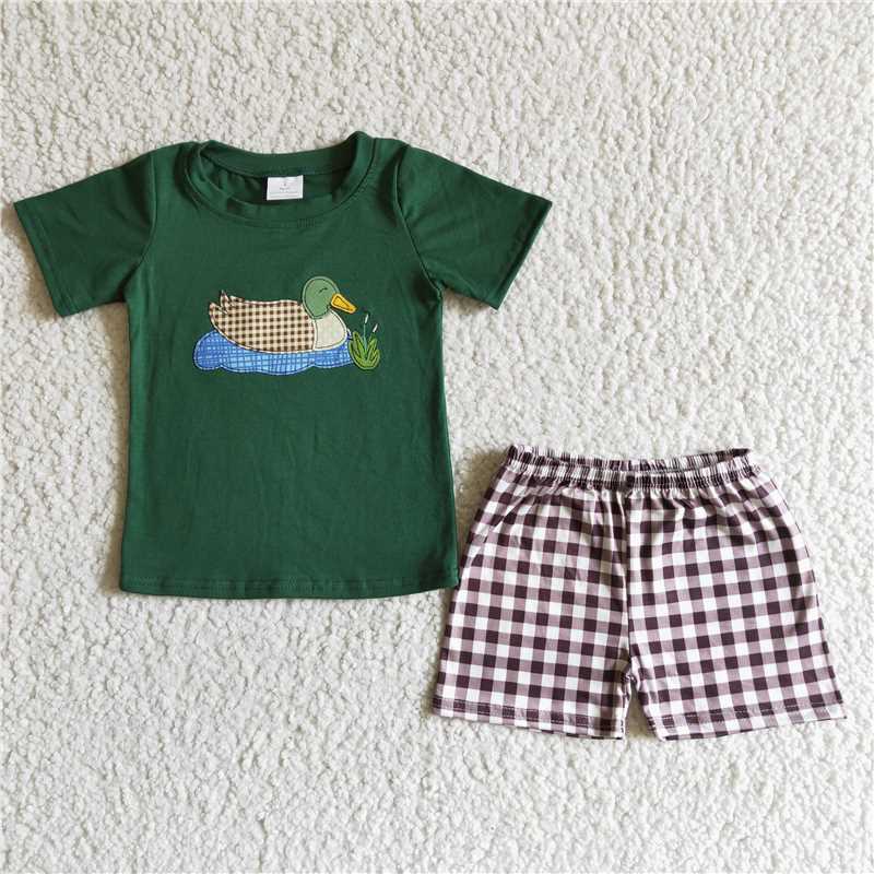 BSSO0007 Baby boys summer duck shorts shorts sets(embroidered)
