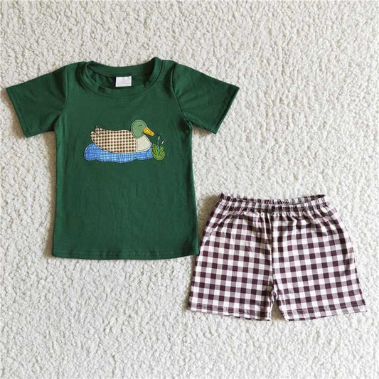 BSSO0007 Baby boys summer duck shorts shorts sets(embroidered)