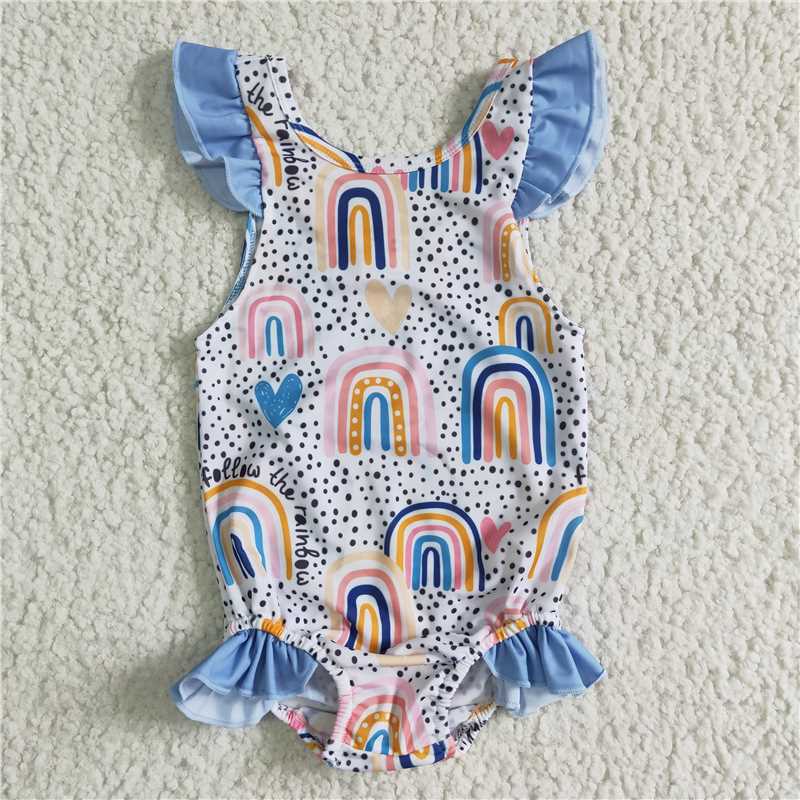 S0002  Baby Girls rainbow one piece swimsuits