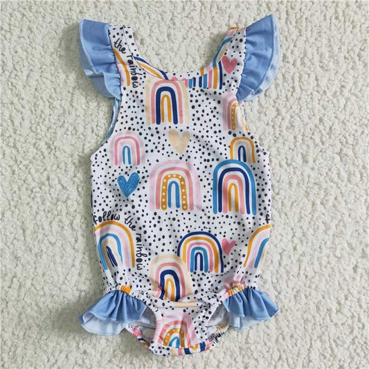 S0002  Baby Girls rainbow one piece swimsuits